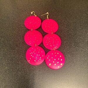 Pink and Gold Dotted Earrings